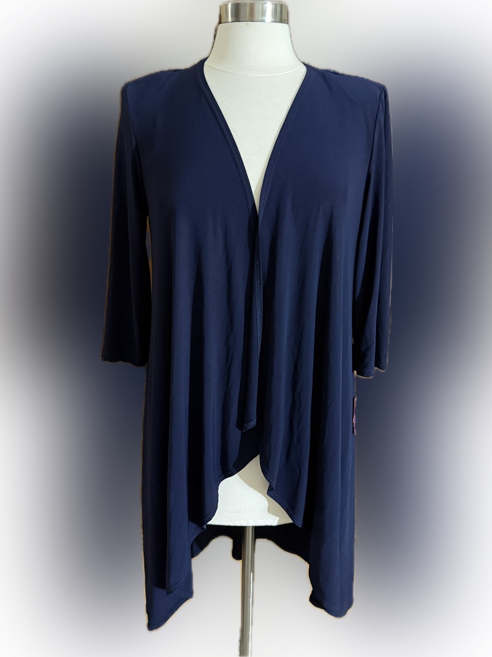 R&M Richards Women's Blue Asymmetric Open Front Jacket Size 10